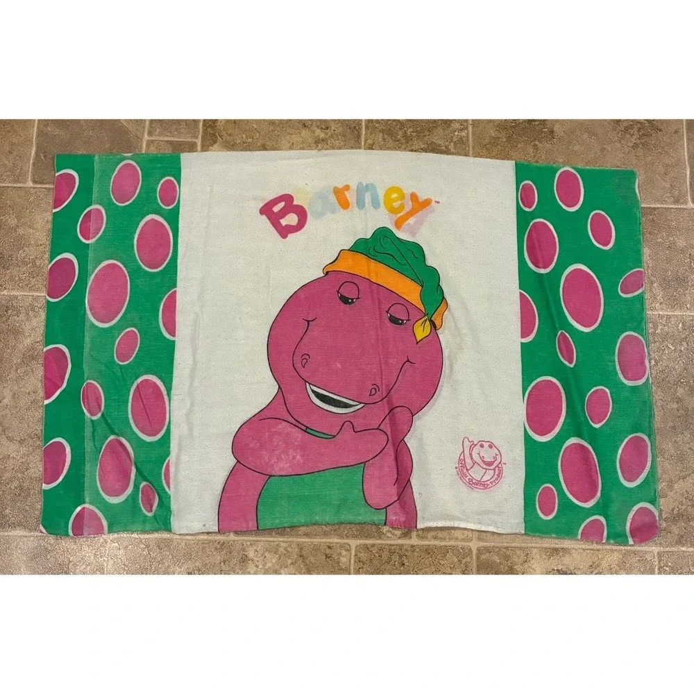 Vintage‎ 1992 Lyons Group Barney Purple Dinosaur Standard Pillow Case